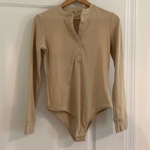 Tan/neutral long sleeve bodysuit